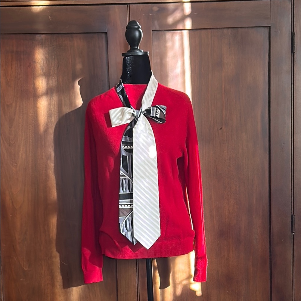 Upcycled Vintage Ties Scarf - Annie Hall Vibes 2 - Picture 4 of 7